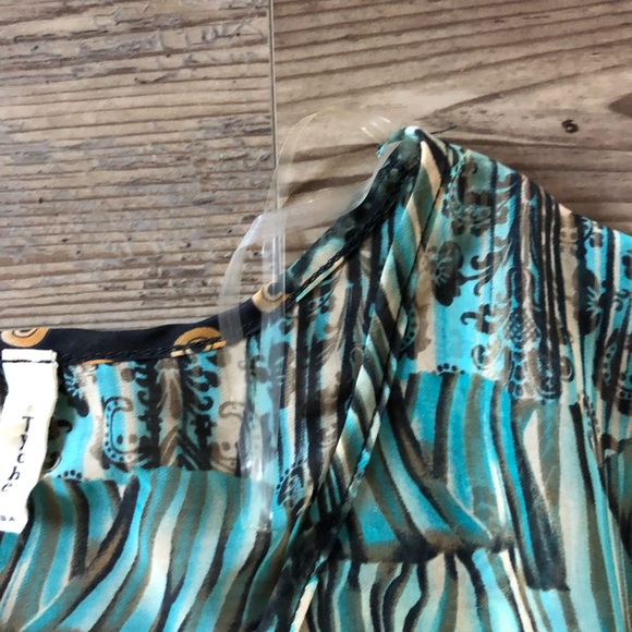 Eclectic print sheer bohemian top with fringe - Picture 6 of 8